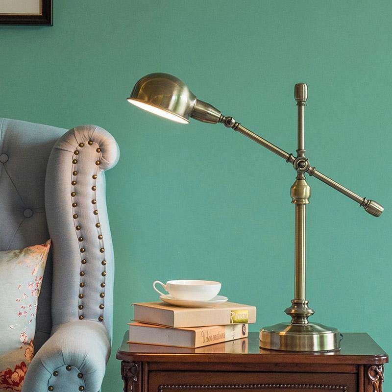 Mid-Century Modern Dome Desk Lamp with Adjustable Arm in Copper Finish