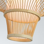 Burlywood Bamboo Pendant Light with Dual Conical Shades