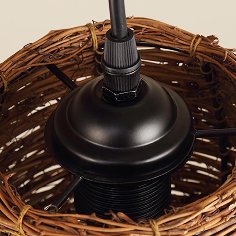 Artisan Wicker Pendant Light Trio — Natural Burlywood Handwoven Shade Set