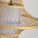 Burlywood Bamboo Pendant Light with Dual Conical Shades