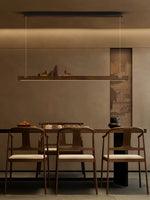 Zen Ridge Wooden Linear LED Pendant Light for Dining Room and Kitchen Island