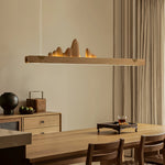 Zen Ridge Wooden Linear LED Pendant Light for Dining Room and Kitchen Island