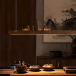 Zen Ridge Wooden Linear LED Pendant Light for Dining Room and Kitchen Island