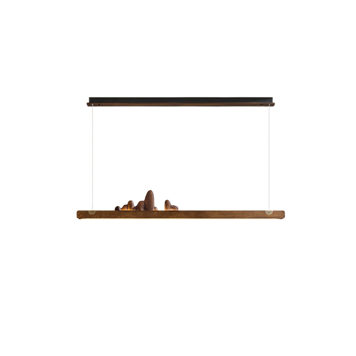 Zen Ridge Wooden Linear LED Pendant Light for Dining Room and Kitchen Island