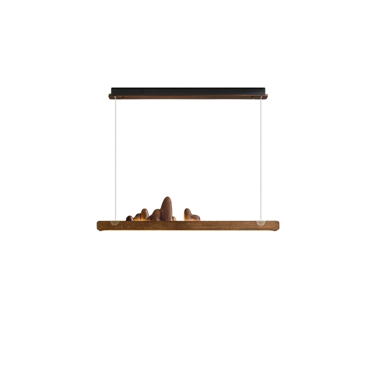 Zen Ridge Wooden Linear LED Pendant Light for Dining Room and Kitchen Island