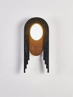 Zenith Art Deco Wall Sconce with Travertine and Walnut Reflector