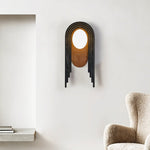 Zenith Art Deco Wall Sconce with Travertine and Walnut Reflector