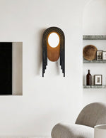 Zenith Art Deco Wall Sconce with Travertine and Walnut Reflector