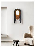 Zenith Art Deco Wall Sconce with Travertine and Walnut Reflector
