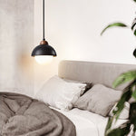 Zenith Pebble Pendant Light — Black Travertine & Opal Glass Designer Pendant