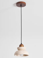 Zenith Tier Pendant Light in Natural Travertine and Walnut