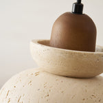 Zenith Tier Pendant Light in Natural Travertine and Walnut