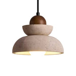 Zenith Tier Pendant Light in Natural Travertine and Walnut