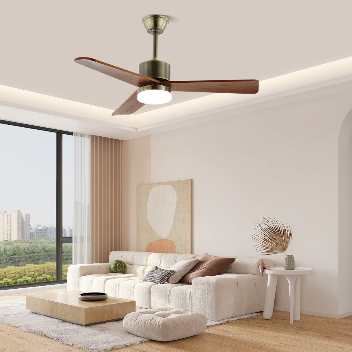 Zephyr Wooden Ceiling Fan with Integrated LED Light, 42" and 52" Options