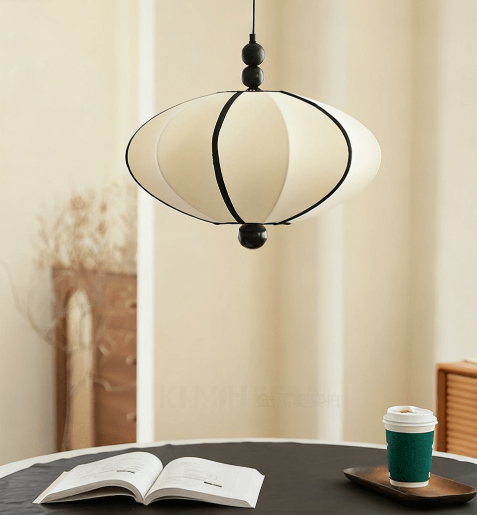 Zora Pendant Light – Modern Fabric & Metal Lantern Pendant for Dining and Living Spaces