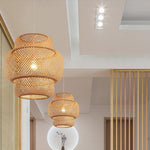 Artisan Bamboo Pendant Light – Handwoven Natural Cylinder Shade