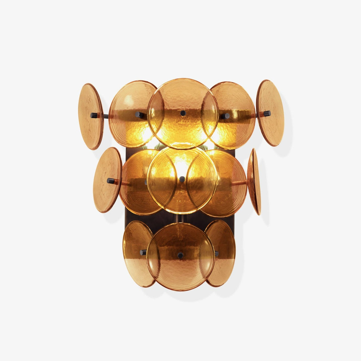 Loren Wall Sconce with Handcrafted Glass Discs in Brass or Gunmetal