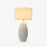 Ribbed Ceramic Table Lamp with Linen Shade for Modern Interiors
