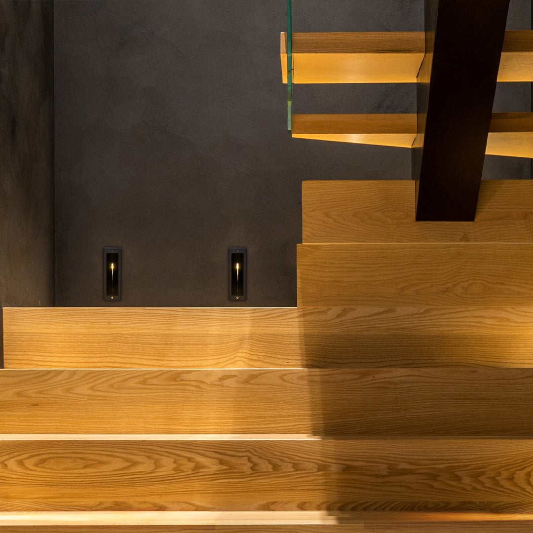 Architectural Recessed Step Light with Vertical LED Strip, Sand Gray Aluminum