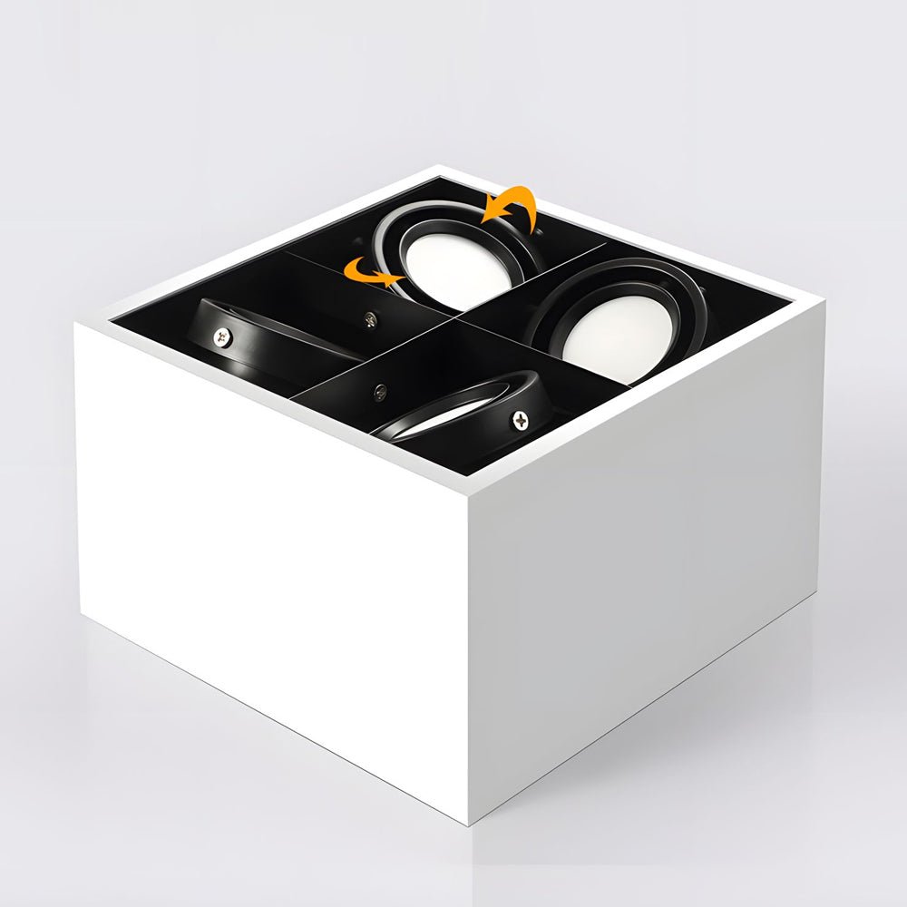 Modular LED Flush Mount Spotlight with Four Adjustable Cube Heads