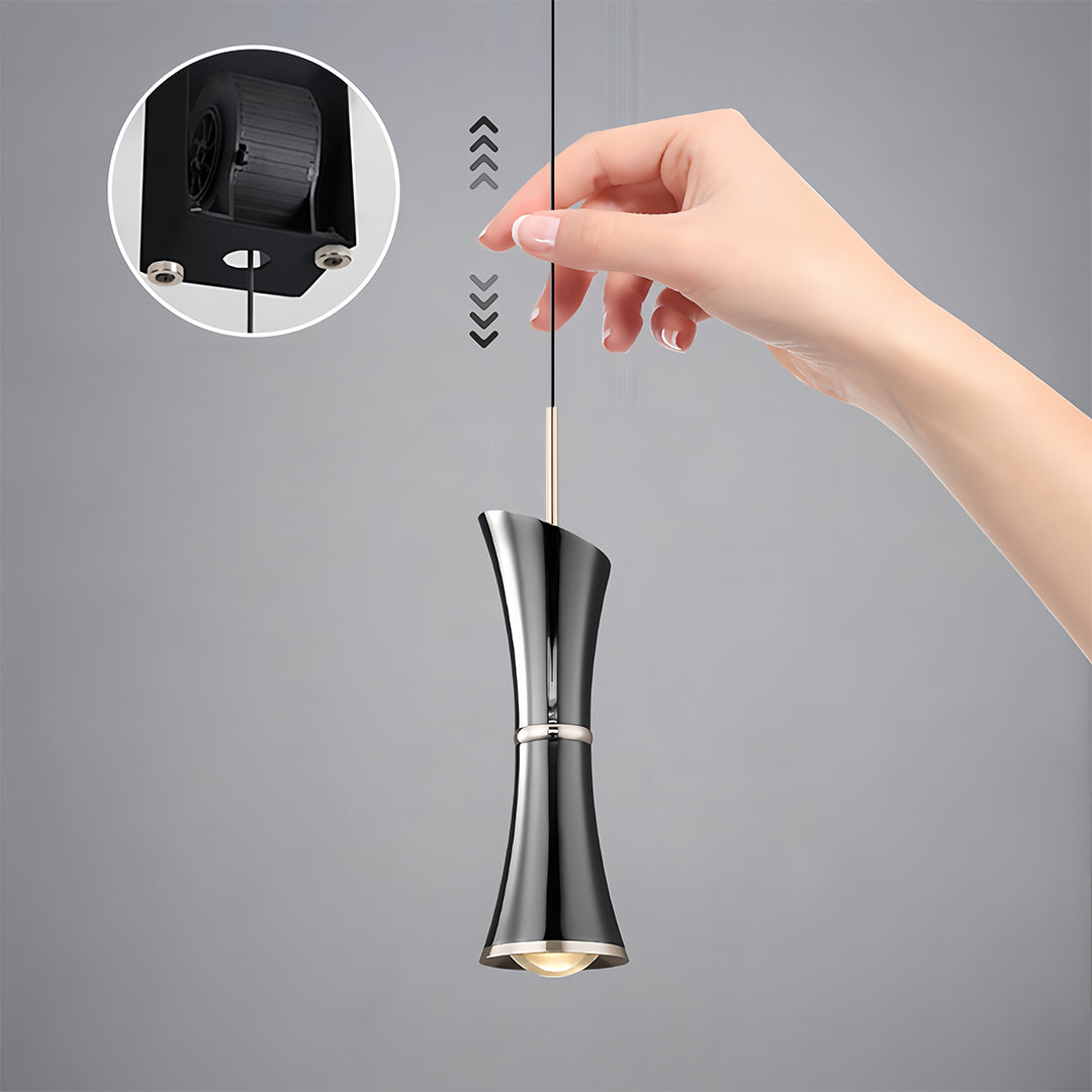 Modern Mini Pendant Light in Pearl Black with Adjustable Cord
