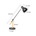Modern Wood and Metal Adjustable Desk Lamp with Rotatable Head