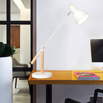 Modern Wood and Metal Adjustable Desk Lamp with Rotatable Head