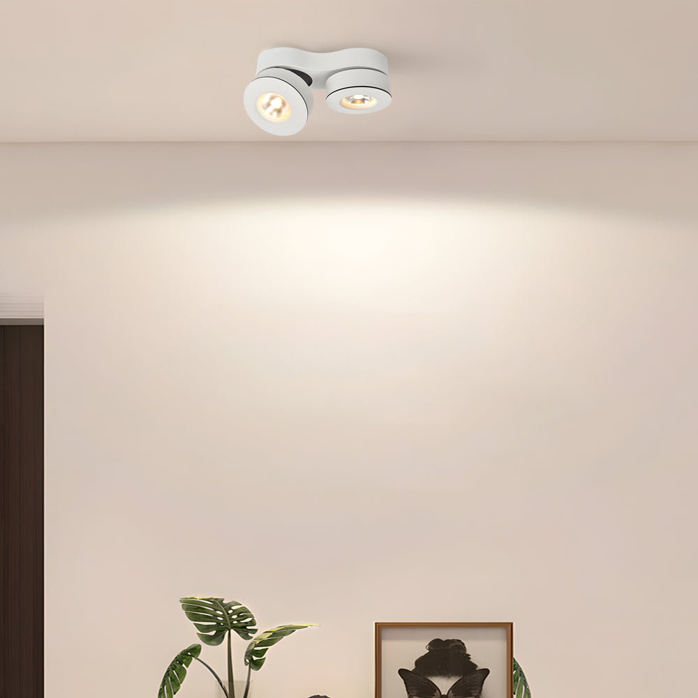Aria Dual-Head Adjustable LED Ceiling Spotlight in White or Black