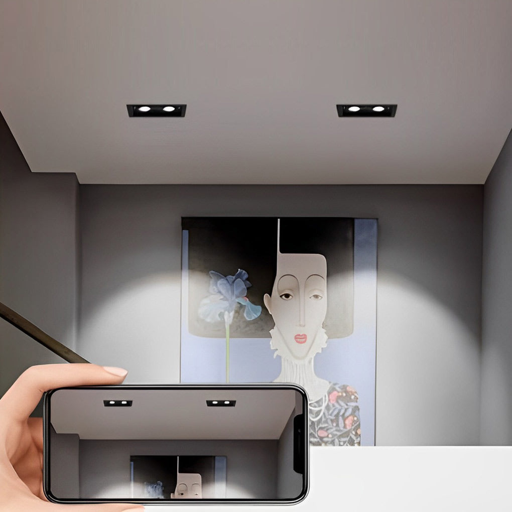 Modern Twin-Head Adjustable LED Recessed Ceiling Spotlight in Black or White