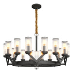 Lumière Cascade: Modern Copper Glass Drop Chandelier for Elegant Interiors