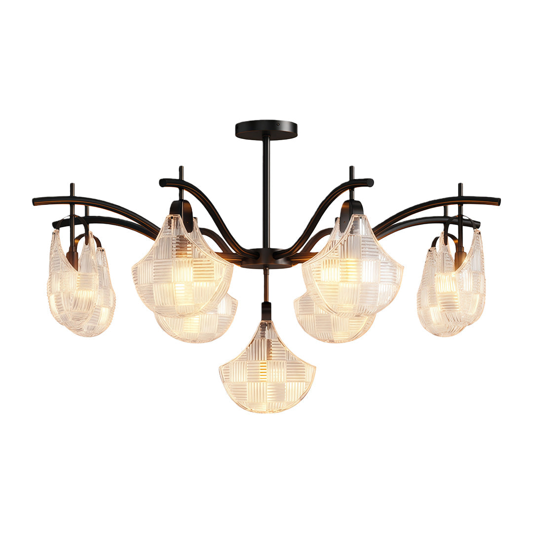 Shell Chandelier Modern Luxury Ceiling Light in Copper, Nickel, or Black