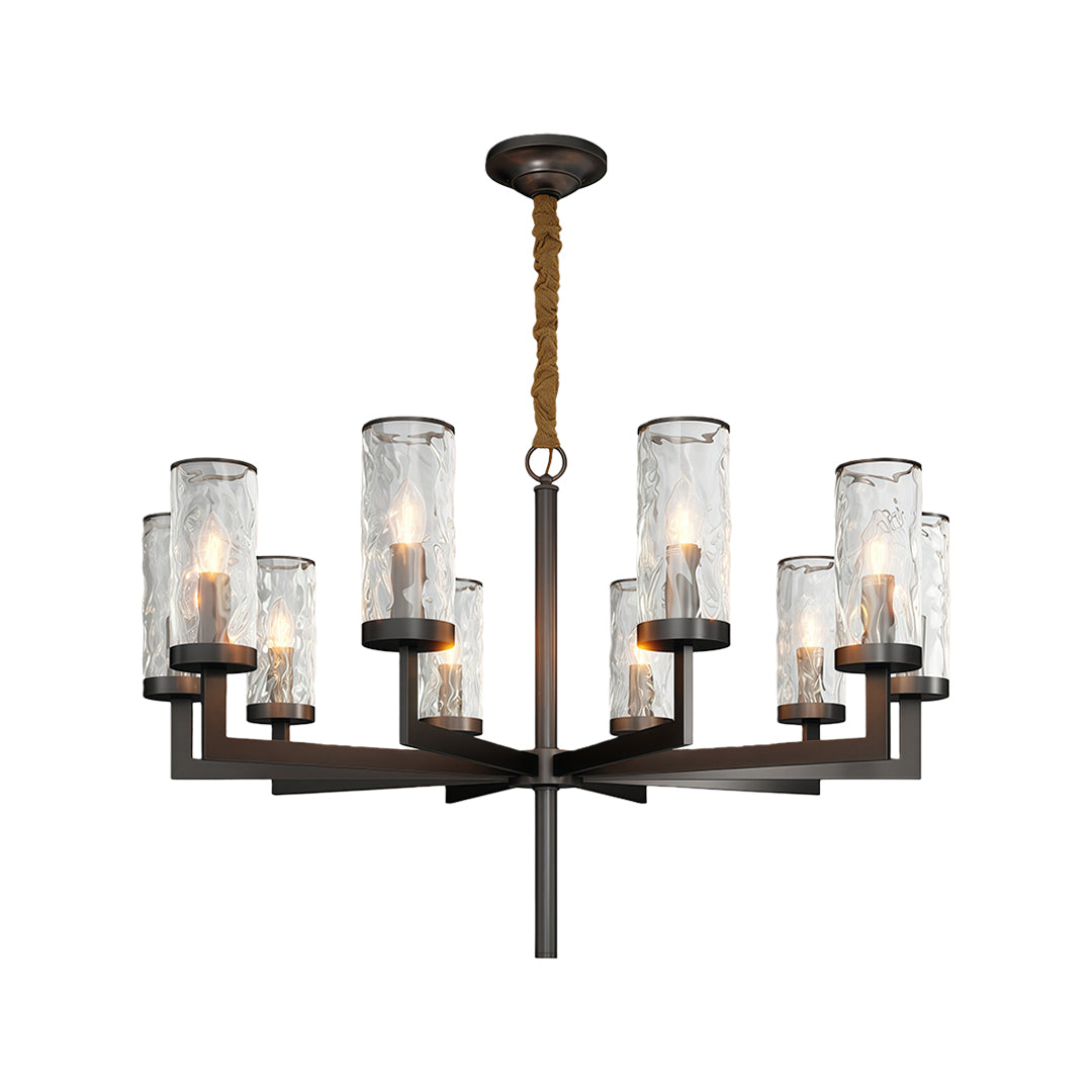 Modern Glass Island Chandelier with Copper Frame for Dining Room and Kitchen