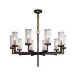 Modern Glass Island Chandelier with Copper Frame for Dining Room and Kitchen