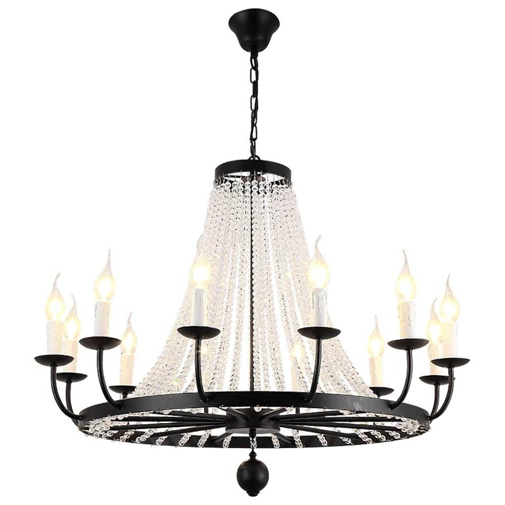 Empire Wagon Wheel Chandelier 8 10 12 Candle Lights 20 Adjustable Chain Crystal Accents