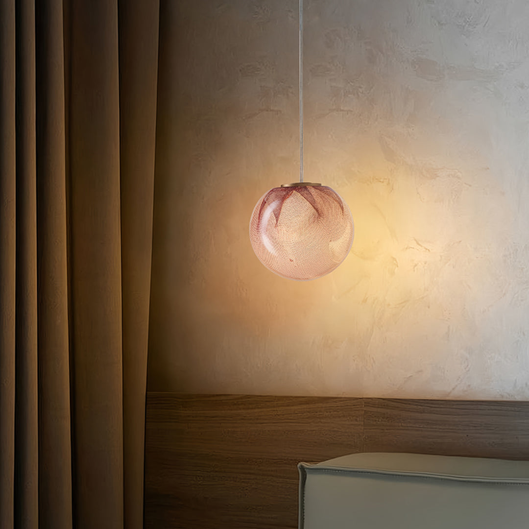 Aurelia Glass Globe Pendant Light in Purple Metal for Modern Interiors