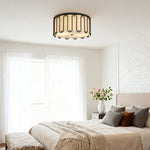Aurelia Drum Flush Mount Ceiling Light in Matte Black with Opal Acrylic Shade