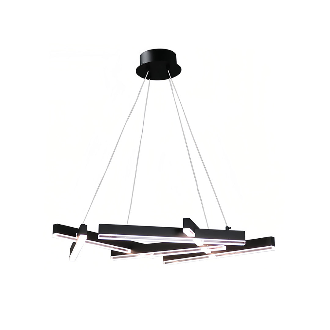 Modern Black Geometric LED Chandelier with Adjustable Hanging