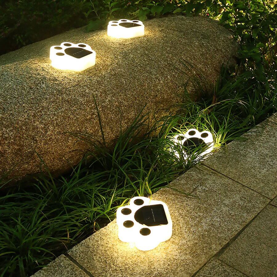 Modern Solar Animal Paw Step Lights for Garden Stairs, Set of 4