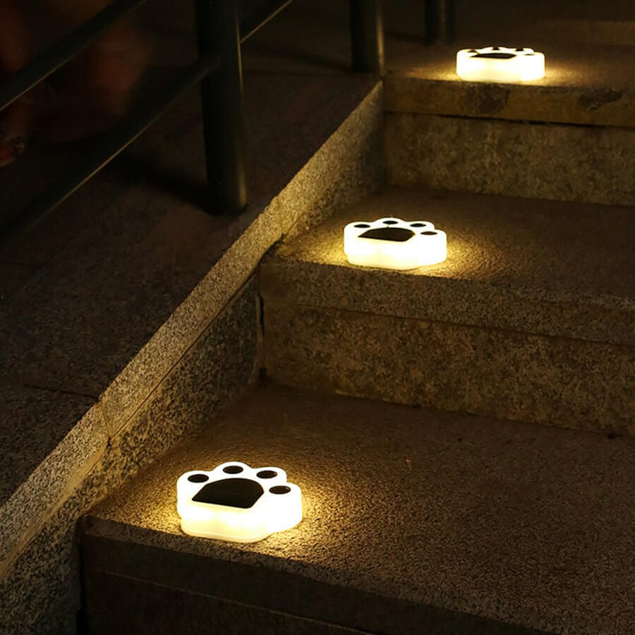 Modern Solar Animal Paw Step Lights for Garden Stairs, Set of 4