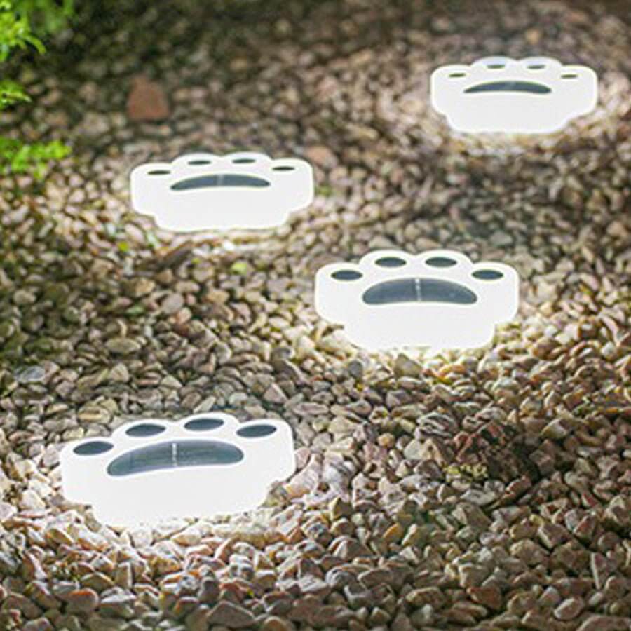 Modern Solar Animal Paw Step Lights for Garden Stairs, Set of 4