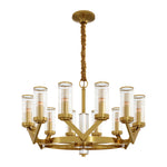 Lumière Cascade: Modern Copper Glass Drop Chandelier for Elegant Interiors
