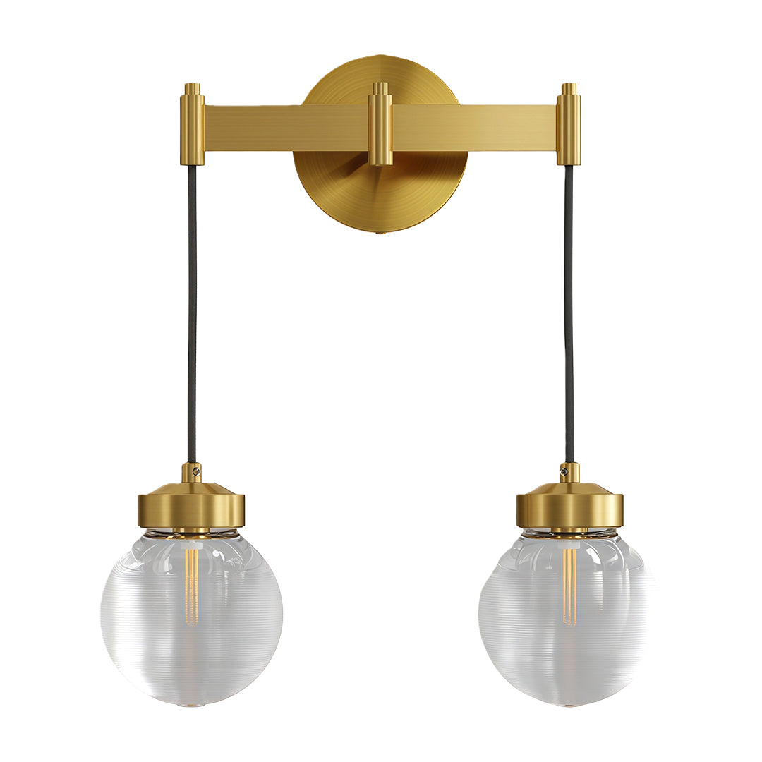 Modern Wall Sconce with Clear Glass Shade in Copper, Chrome, or Black