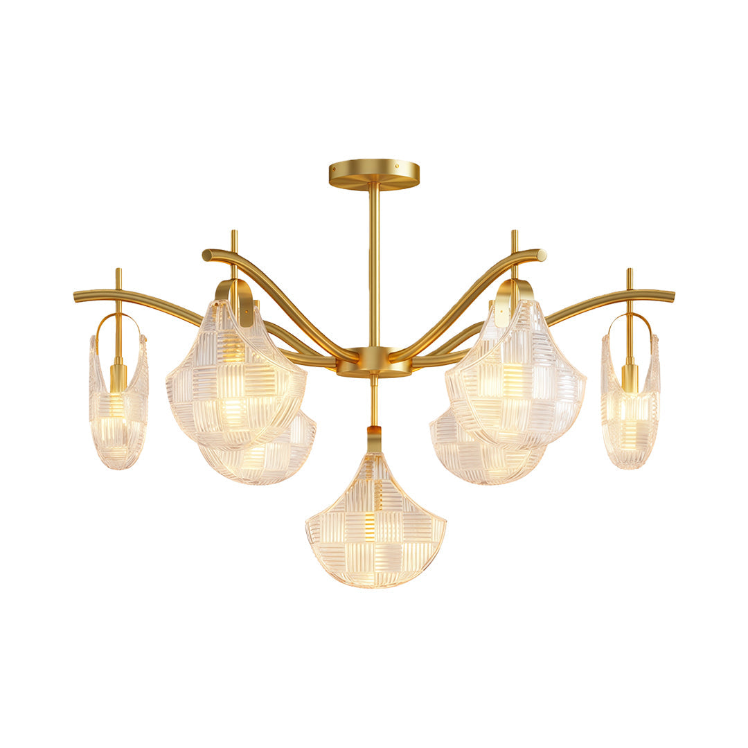 Shell Chandelier Modern Luxury Ceiling Light in Copper, Nickel, or Black