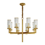 Modern Glass Island Chandelier with Copper Frame for Dining Room and Kitchen
