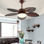 Antique Retro Led Three Color Dimming Ceiling Fan Lamp With Remote Control