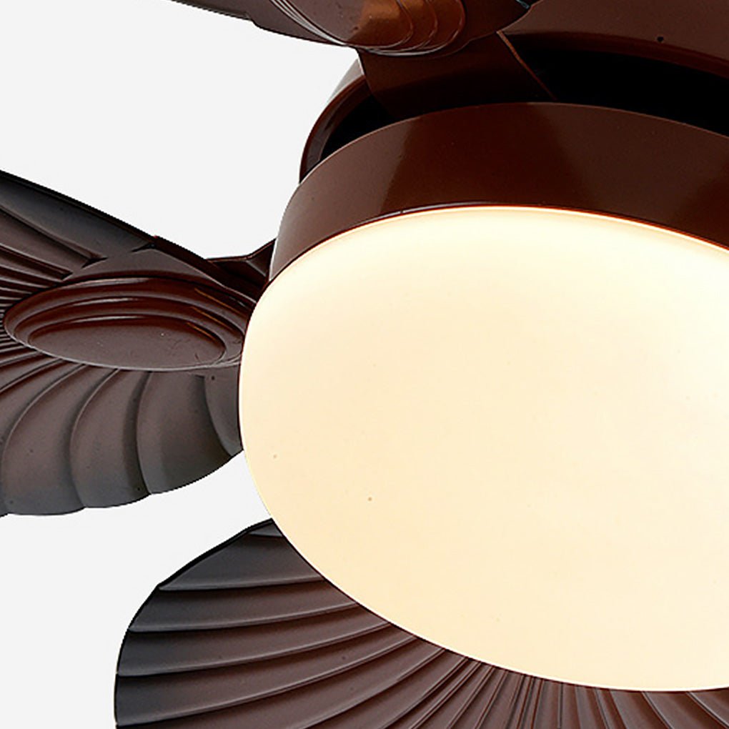 Antique Retro Led Three Color Dimming Ceiling Fan Lamp With Remote Control