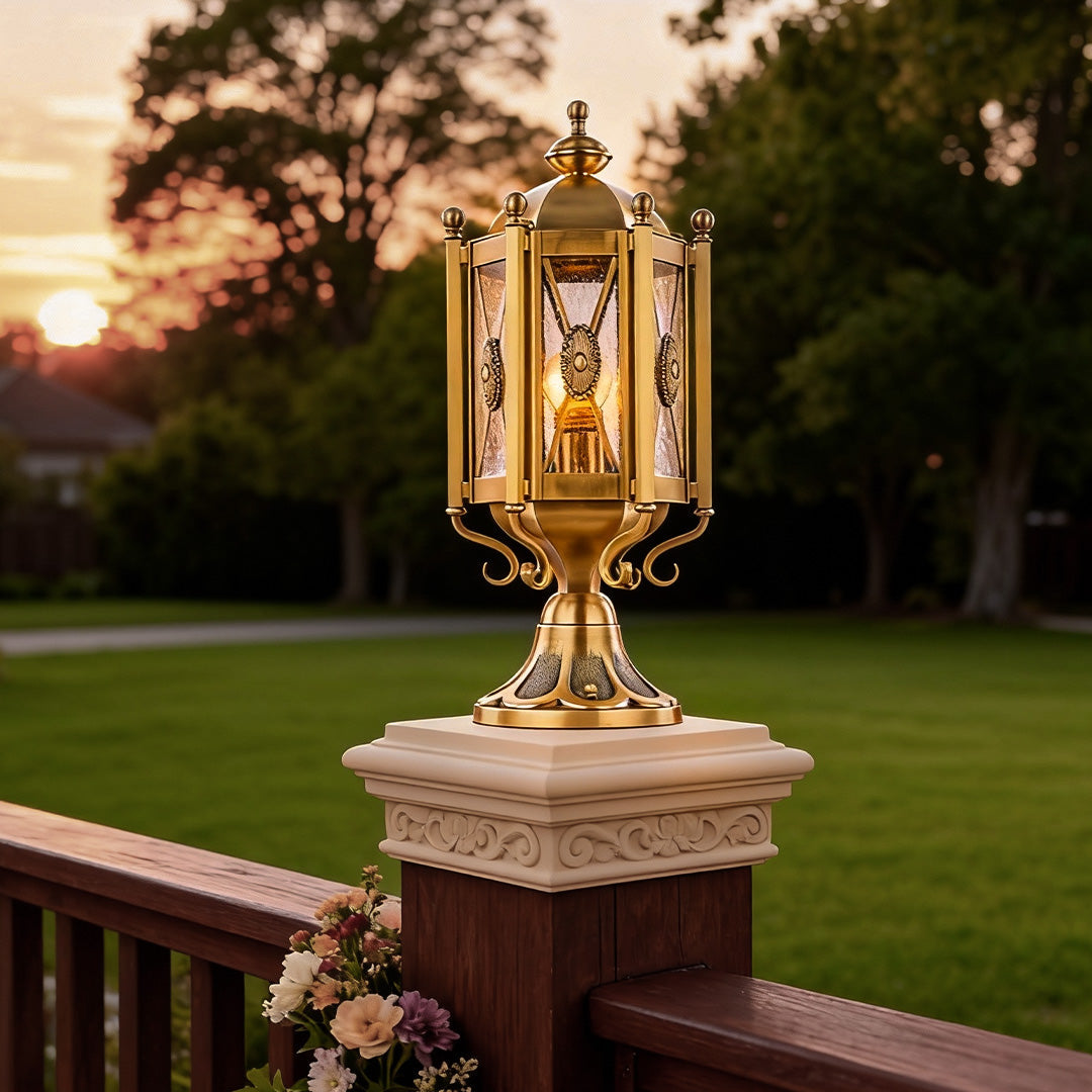 European Copper Pillar Lantern for Outdoor Architectural Lighting