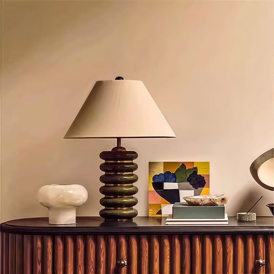 American Retro Cloth Table Lamp with Fabric Shade for Bedroom and Living Room