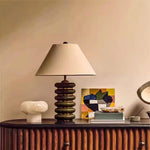 American Retro Cloth Table Lamp with Fabric Shade for Bedroom and Living Room