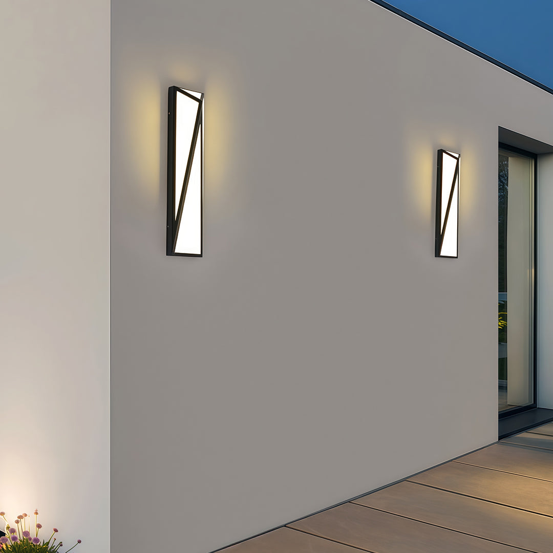 Modern Outdoor Wall Light in Black Stainless Steel with Warm LED